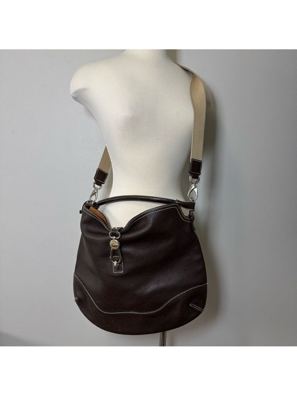 Dooney & Bourke Logo Lock Hobo Large Shoulder Bag Pebbled  Leather